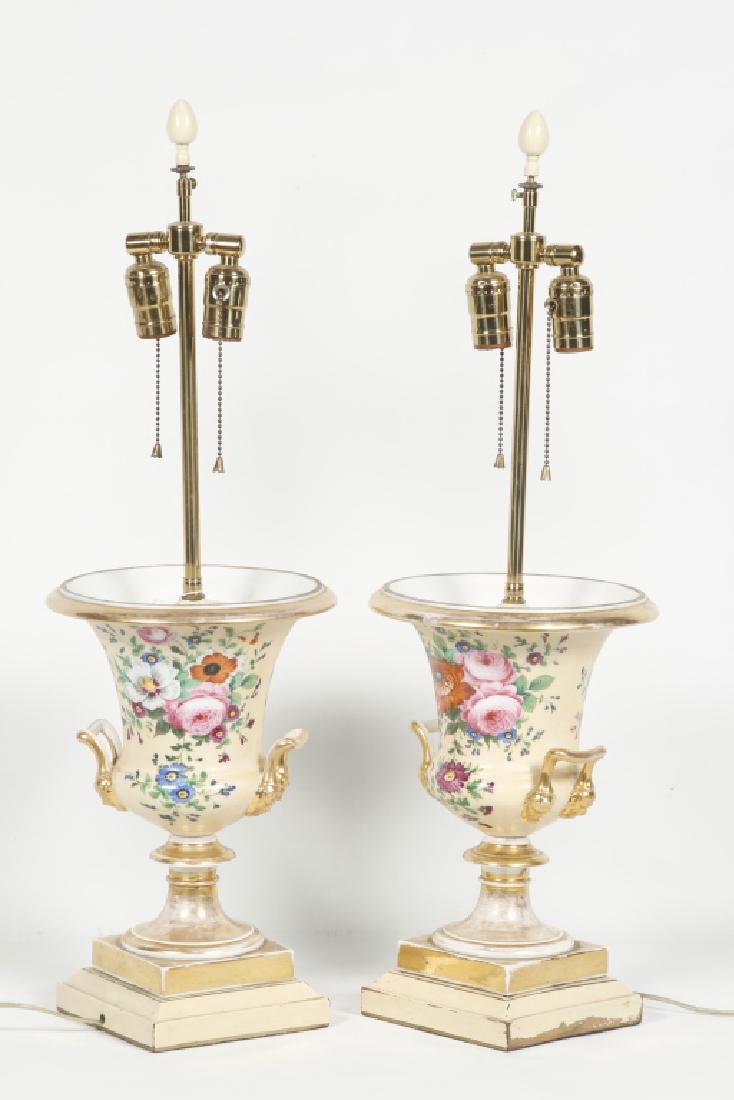 Pair French Old Paris Porcelain Neoclassical Urns (1 of 1)