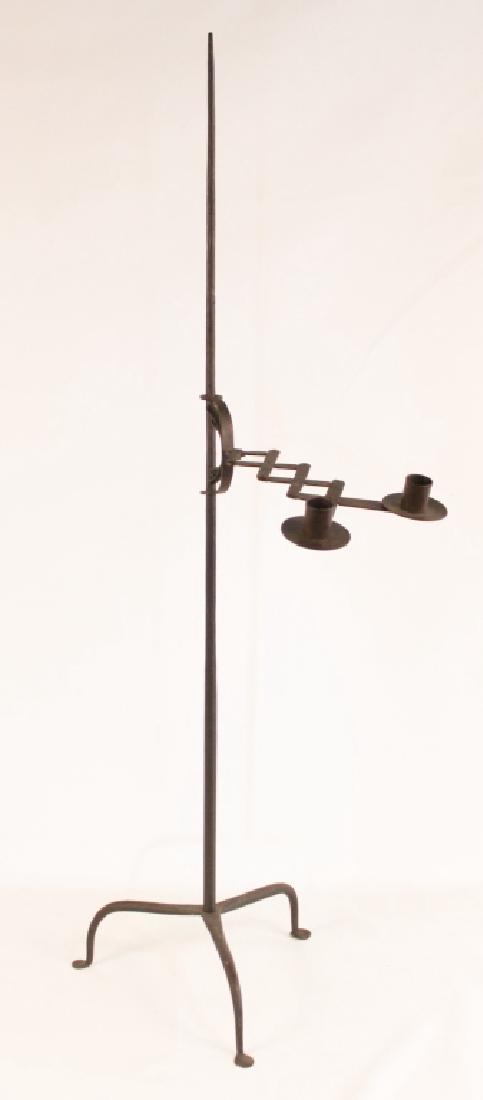 Antique Wrought Iron Adjustable Candle Stand (1 of 6)
