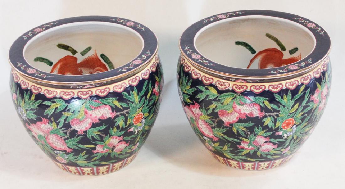 Pair Chinese Export Famille Rose Fish Bowls (1 of 3)