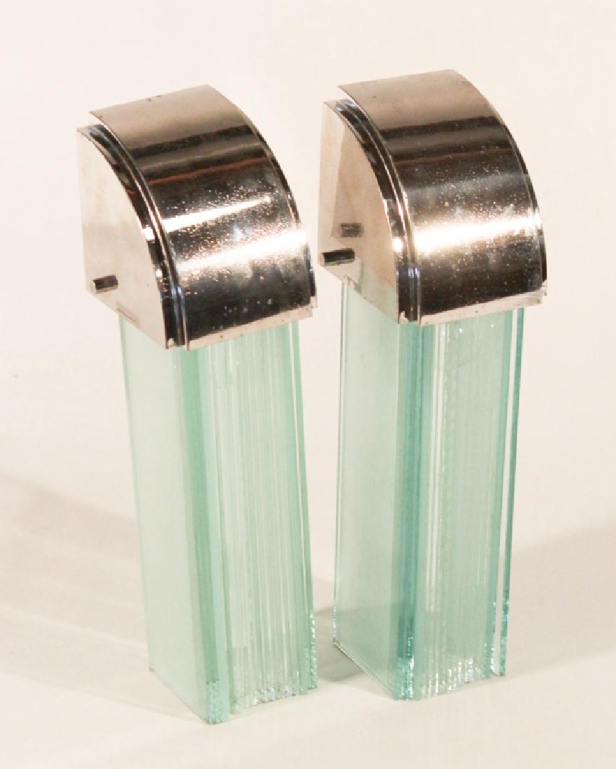 Pair Vintage Art Deco Chrome & Glass Wall Lights (1 of 1)