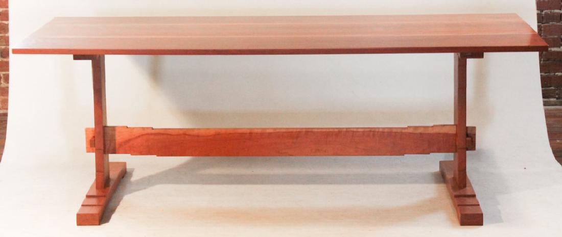 Modern Cherry Trestle Base Dining Table (1 of 3)