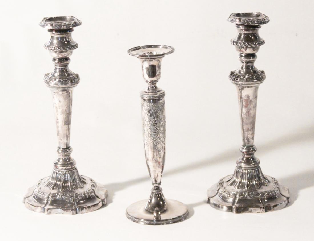 Pair Georgian Style Silver Plate Candle Sticks (1 of 1)