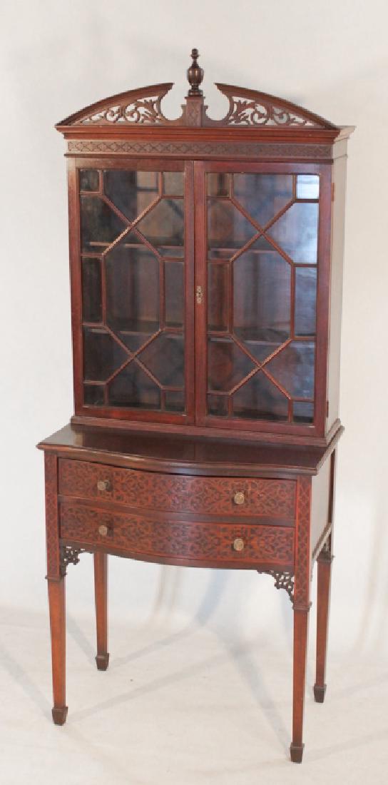 Chinese Chippendale Style Mahogany China Press (1 of 3)