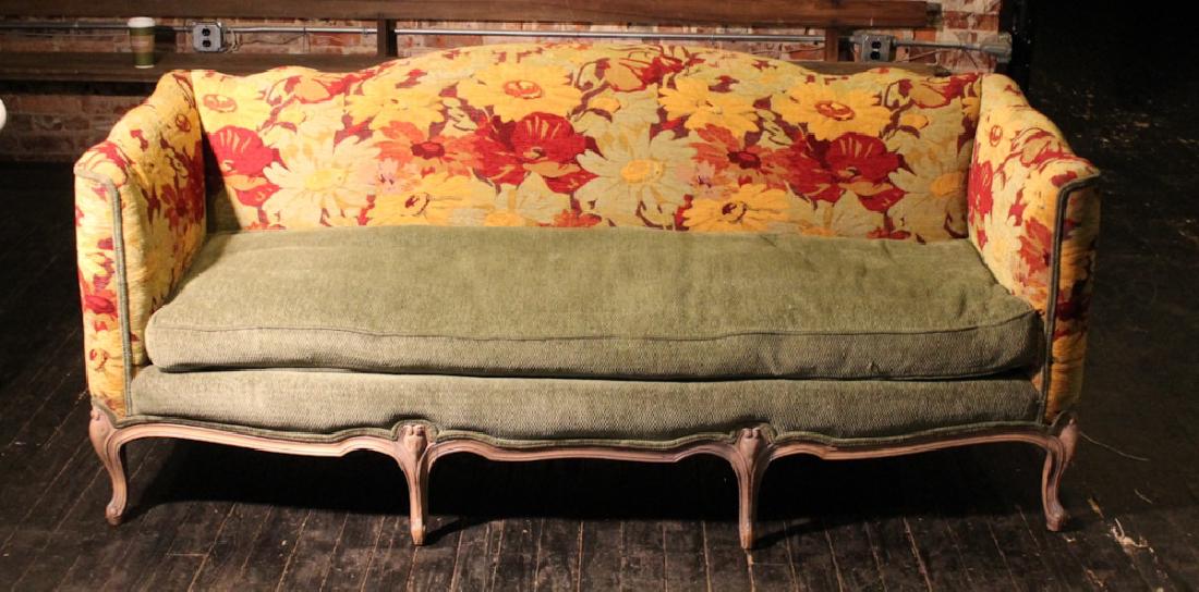 French Carved Upholstered & Polychrome Sofa (1 of 6)