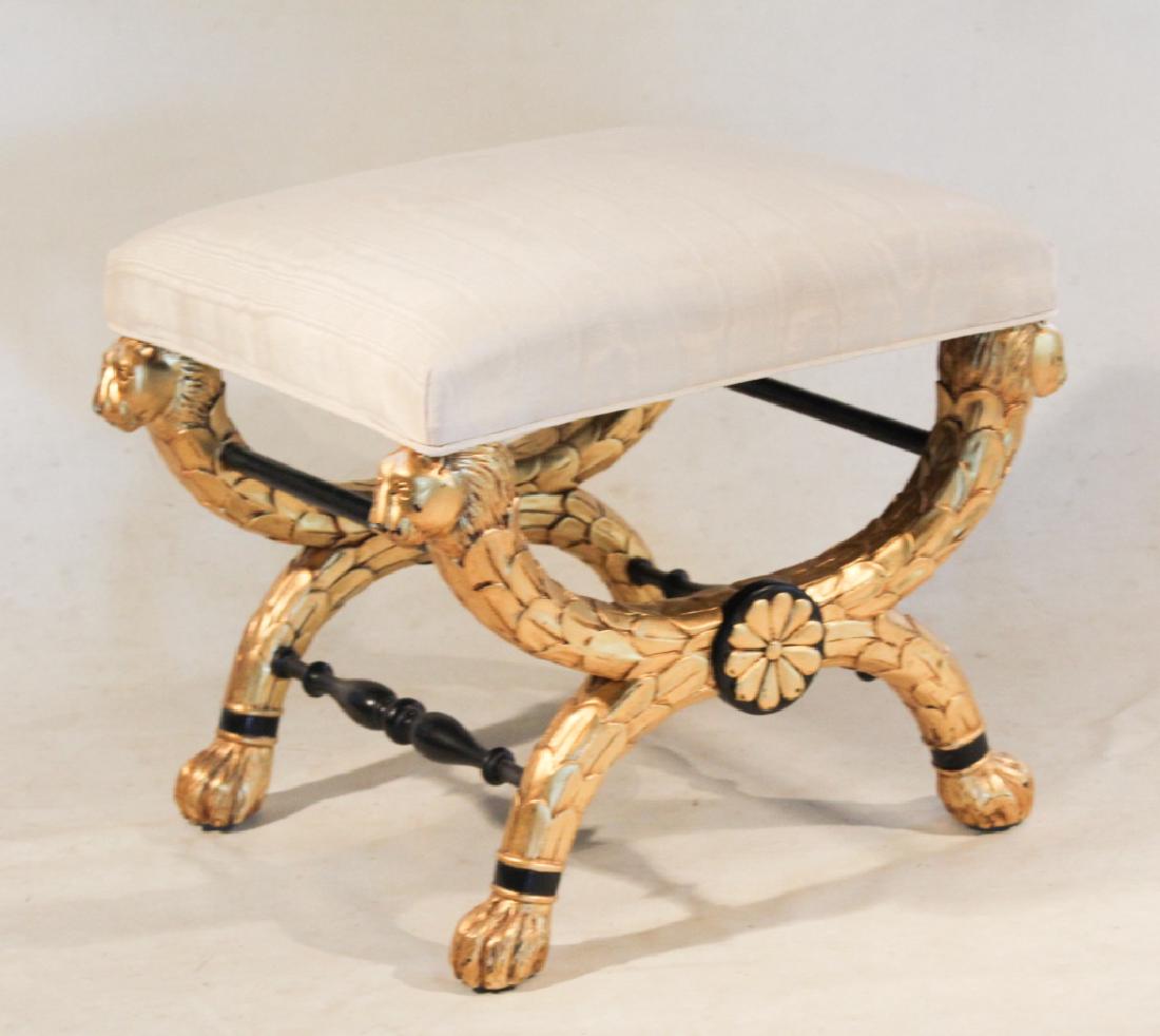 Vintage Hollywood Regency Carved & Gilt Foot Stool (1 of 2)