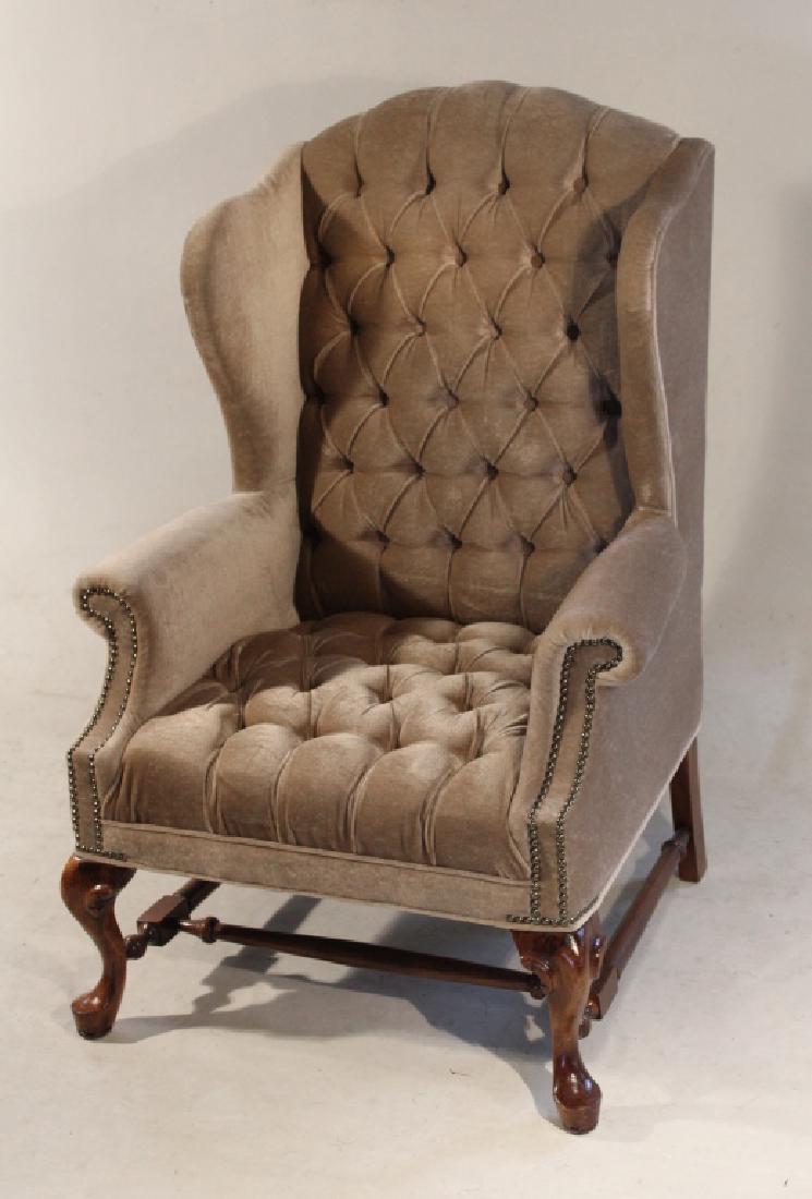 Queen Anne Style Carved Maple Wing Chair (1 of 3)