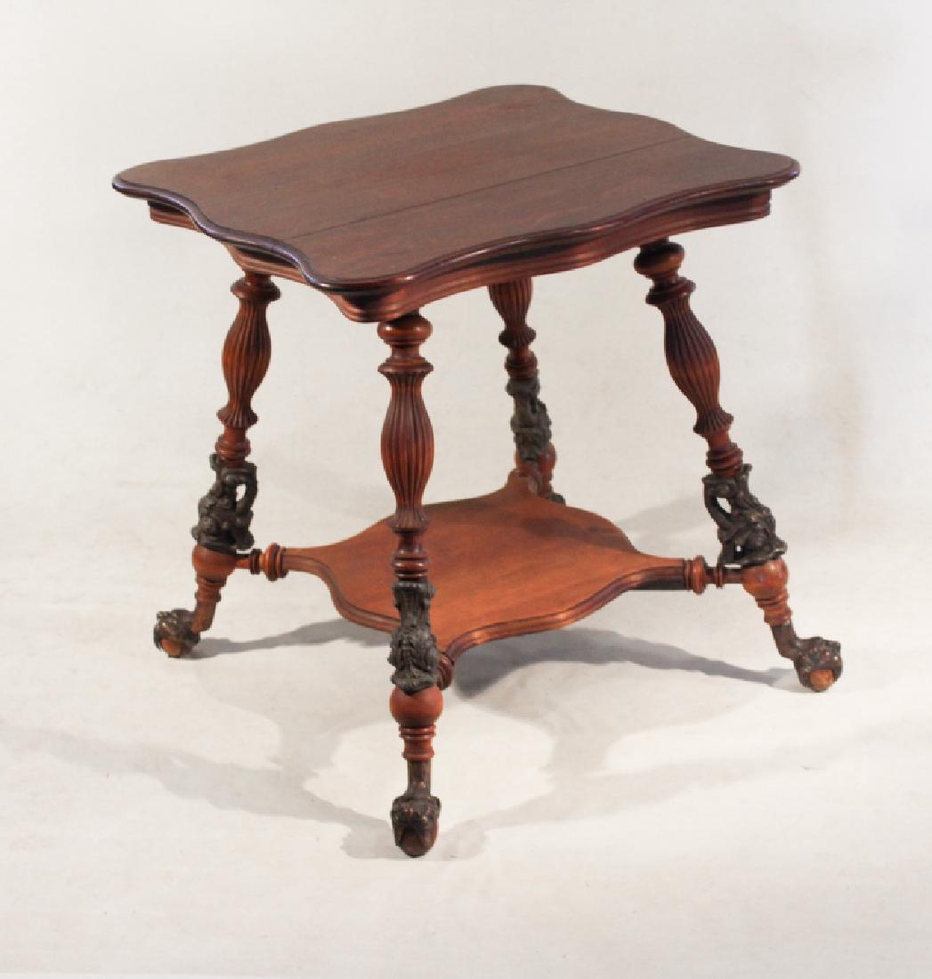 Victorian Carved Mahogany & Brass Center Table (1 of 2)