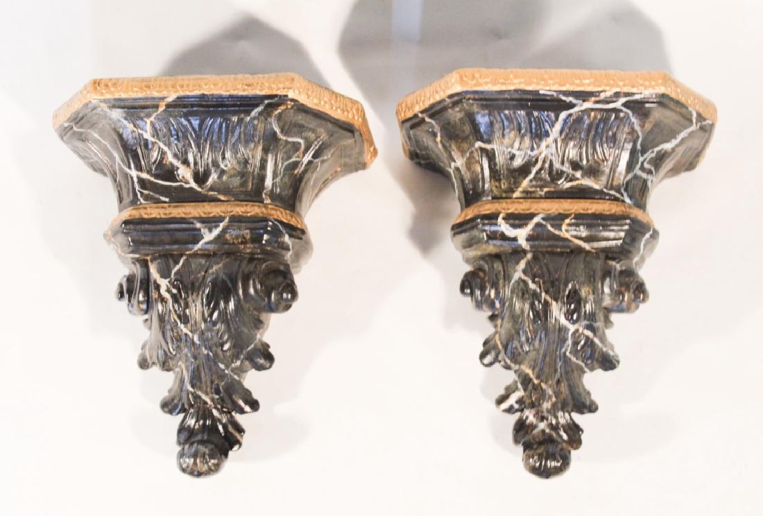 Good Pair Faux Black Marble Wall Brackets (1 of 2)