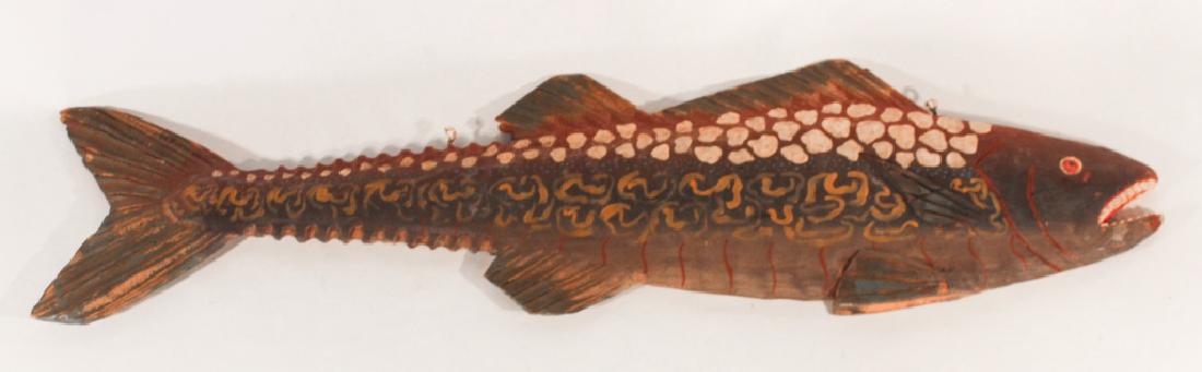 Folk Art Carved & Painted Hanging Life-size Fish (1 of 2)