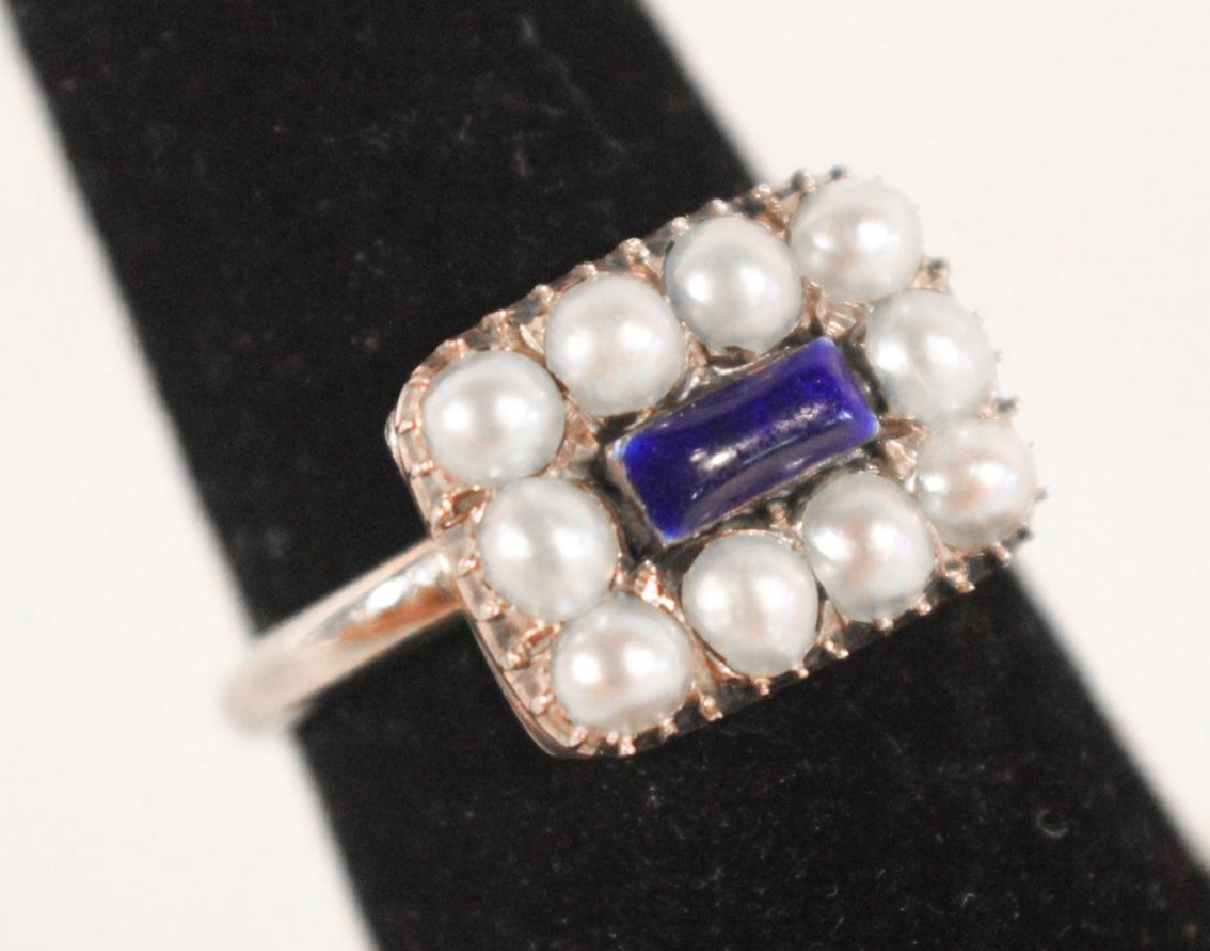 Ladies Yellow Gold, Seed Pearl & Enamel Ring (1 of 1)