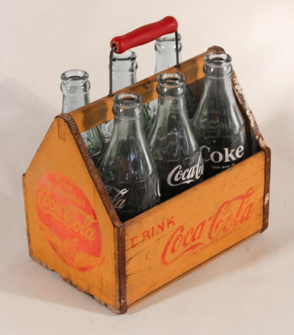 Vintage Coca Cola Painted Crate & Six Bottles (1 of 2)