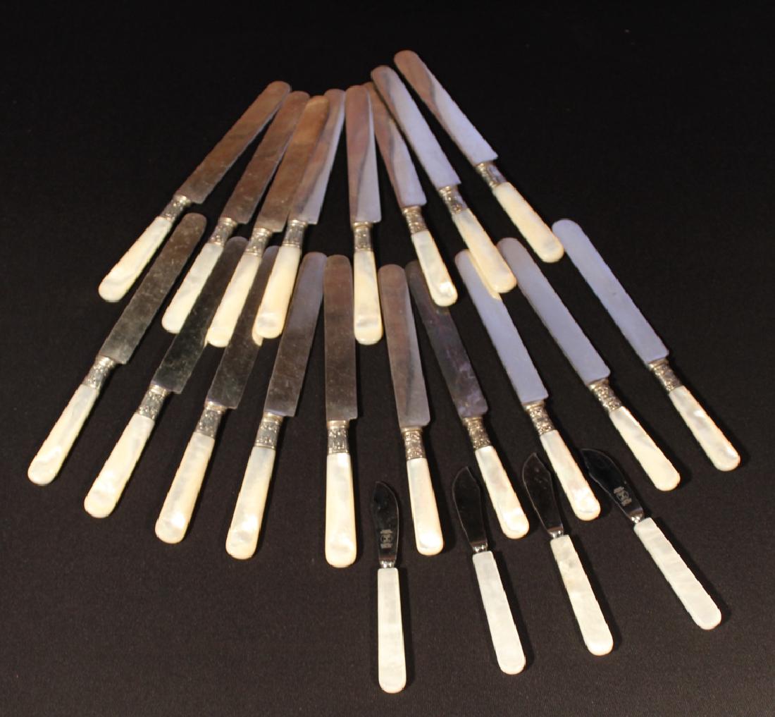 Set Victorian MOP & Sterling Handled Knives (1 of 2)