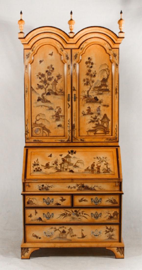 Queen Anne Style Japanned Secretary Bookcase (1 of 10)