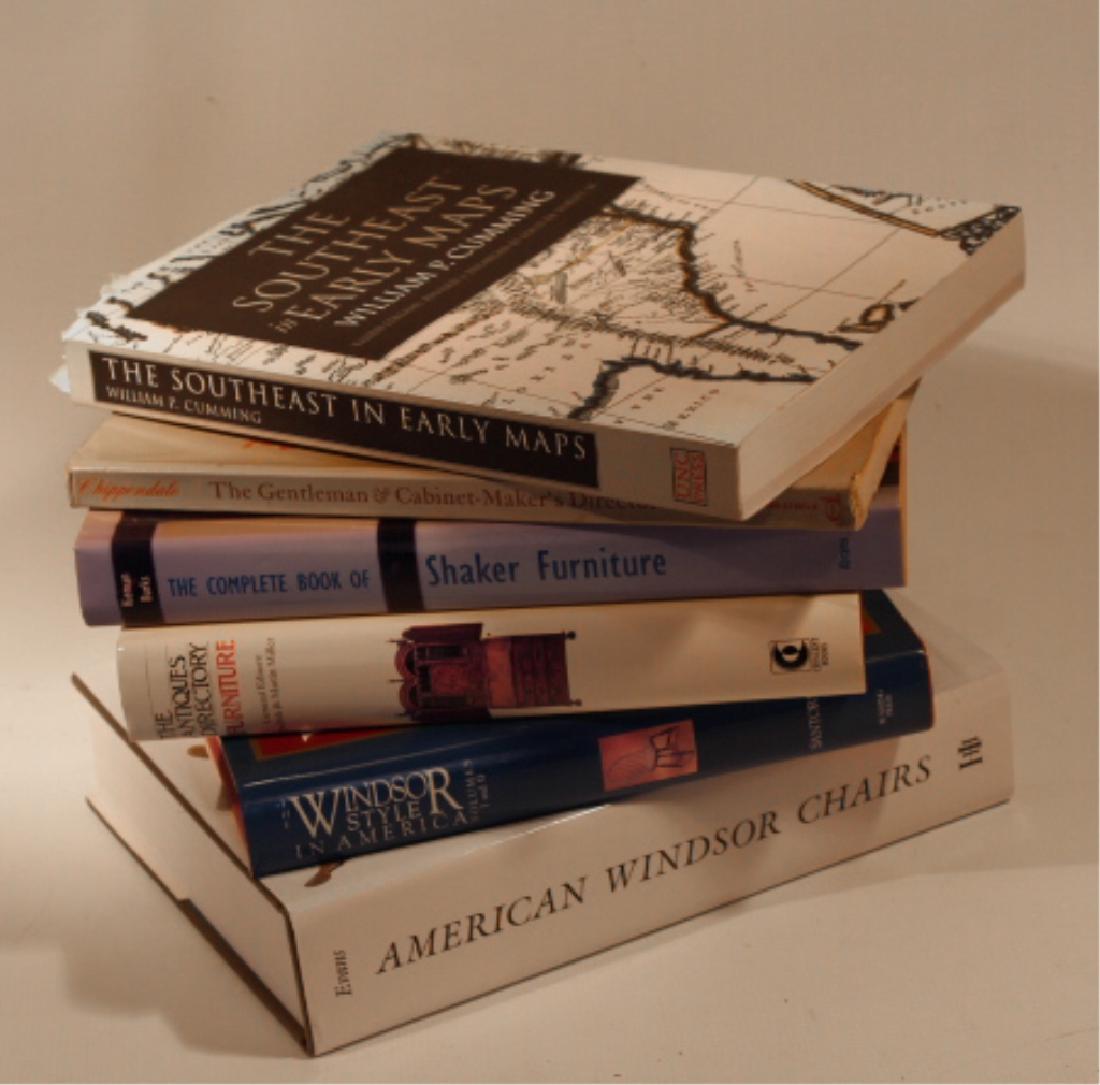 Collection Quality Antique Reference Books: Including: The South East Early Maps by William P. Cumming, The Complete Book of Shaker Furniture by Timothy D. Rieman and Jean M, Burks, The Gentleman & Cabinet-Makers Director Thomas Chippendale Rep
