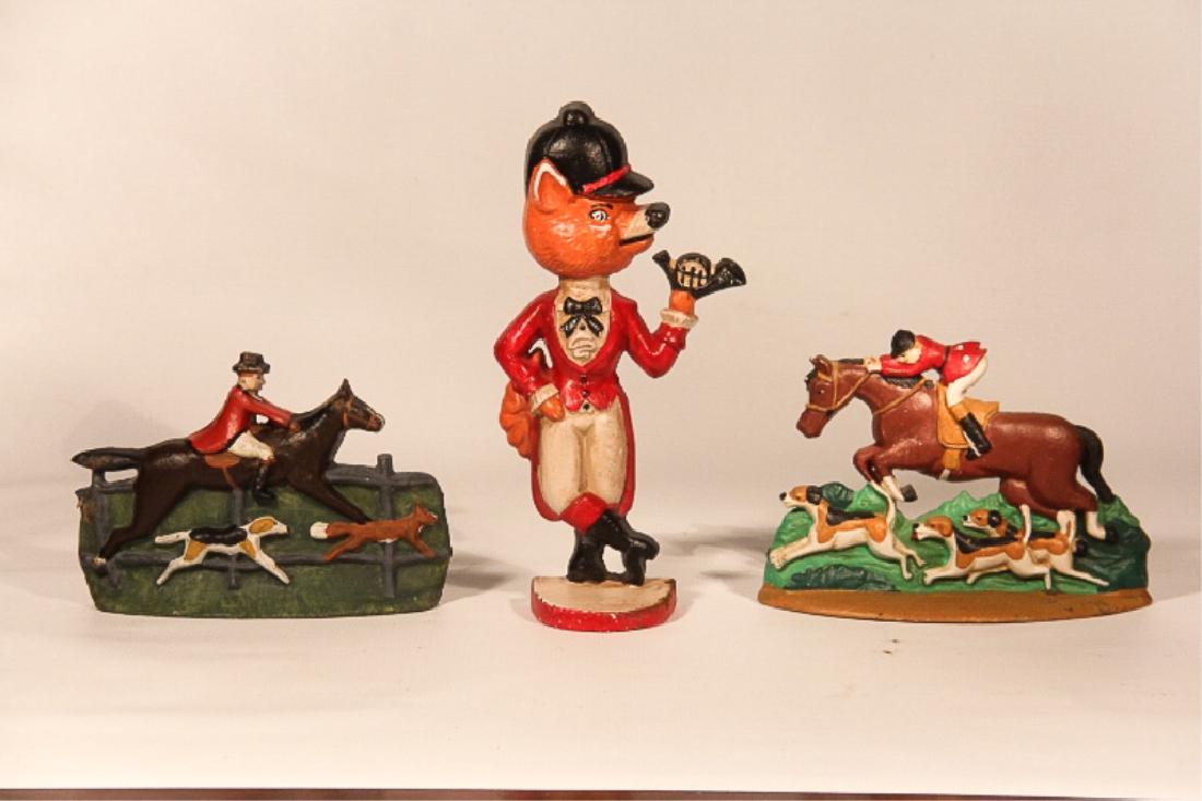 Three Vintage Figural Fox Hunt Doorstops & Bookend (1 of 1)