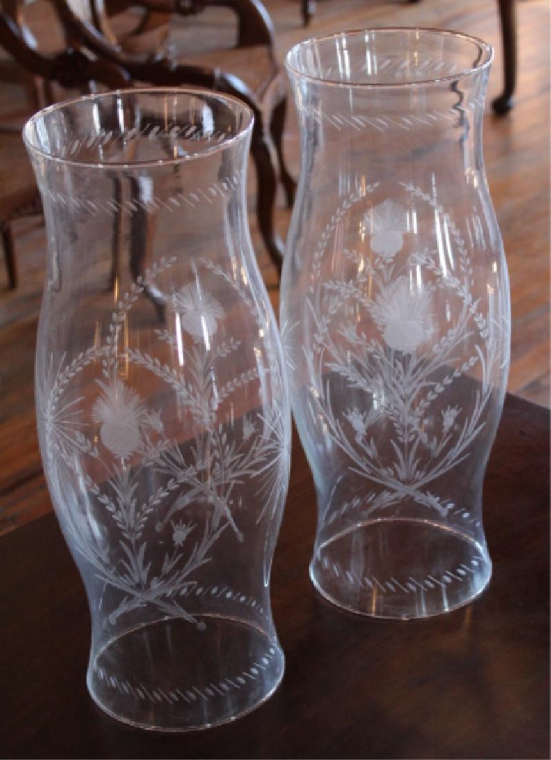 Pair Neoclassical Style Etched Hurricane Shades (1 of 4)