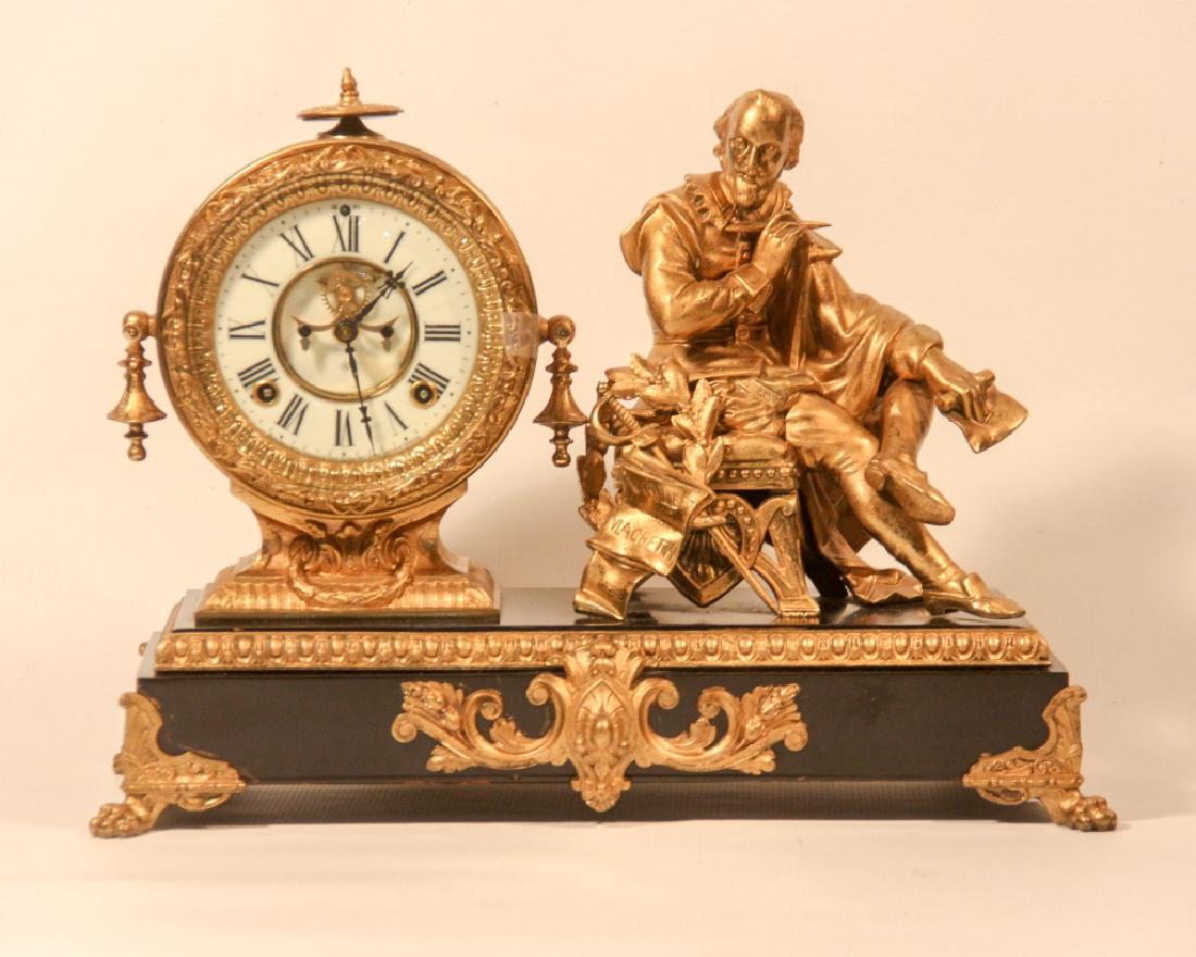 Ansonia Shakespeare Gilt Metal Mantel Clock (1 of 1)
