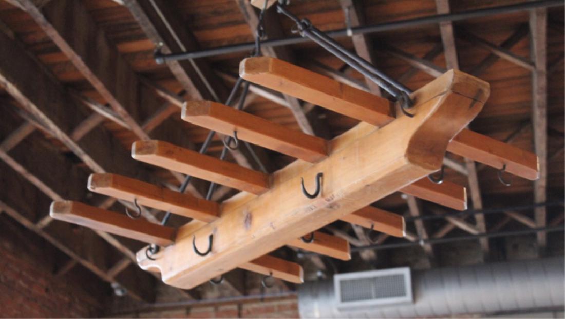 Antique Wrought Iron & Wood Pot or Kitchen Rack (1 of 4)