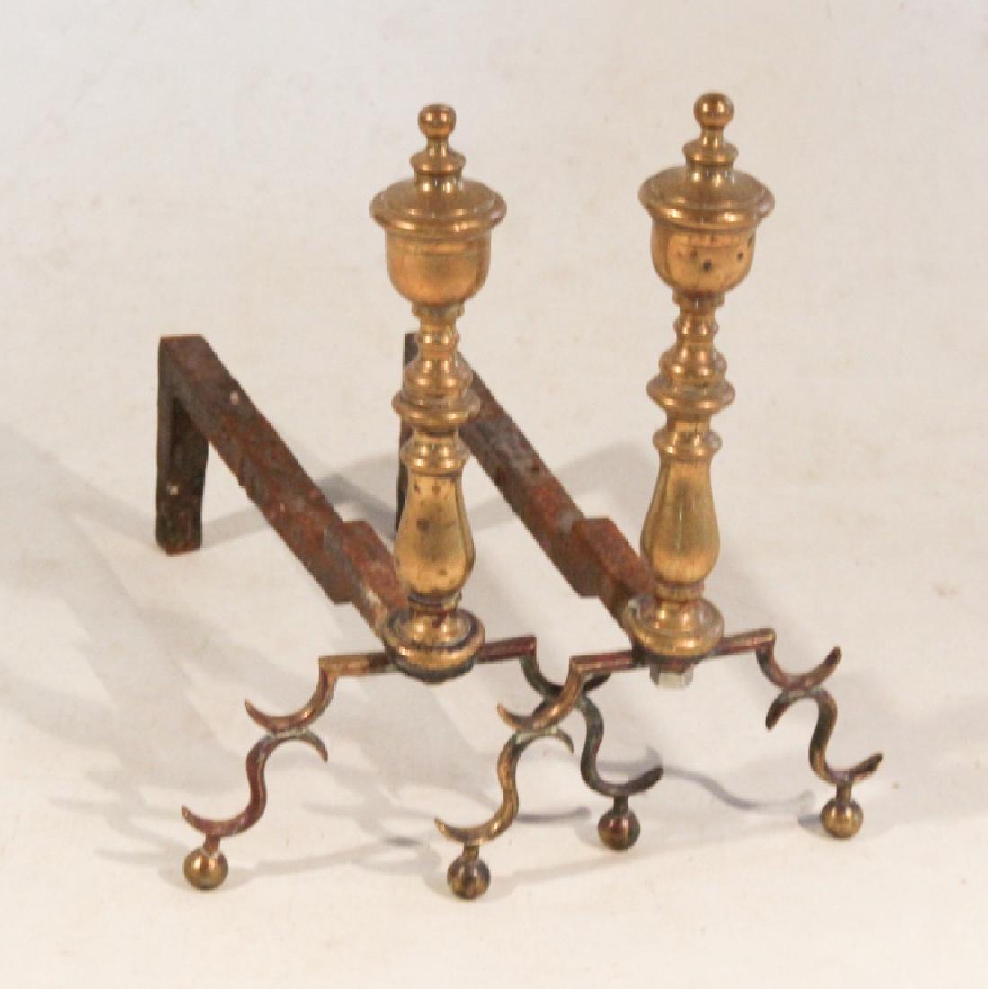 Pair Small Federal Style Brass Andirons (1 of 1)