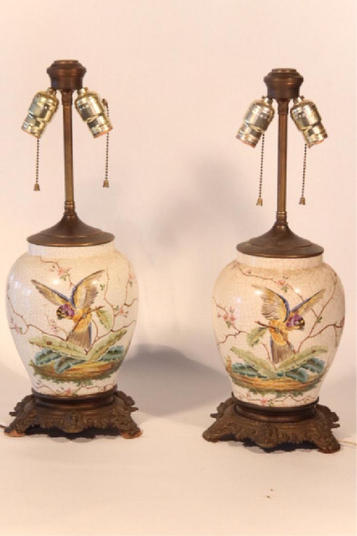Pair British Aesthetic Movement Porcelain Lamps (1 of 7)