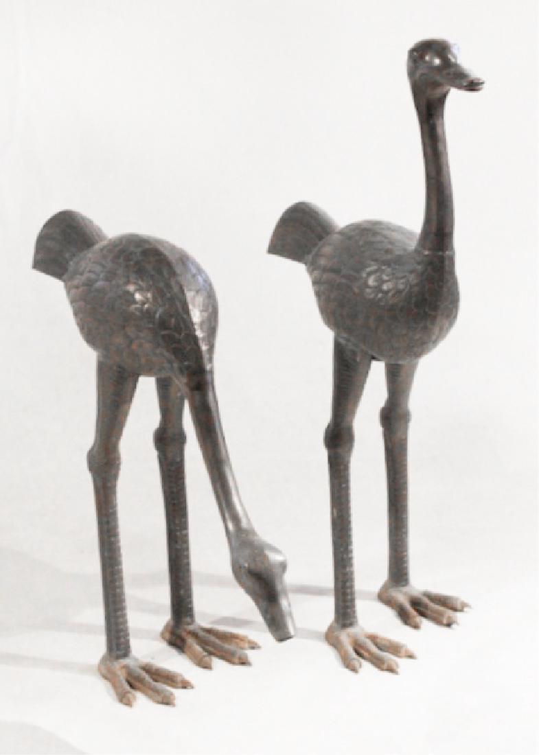 Pair Vintage Art Deco Bronze Ostrich Figures (1 of 8)