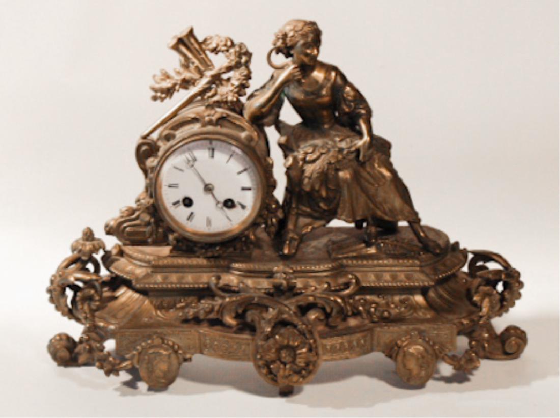 Renaissance Revival GiltMetal Figural Mantle Clock (1 of 3)