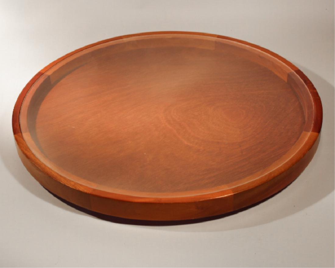 Danish Modern Teak Wood Glass Top Lazy Susan (1 of 2)