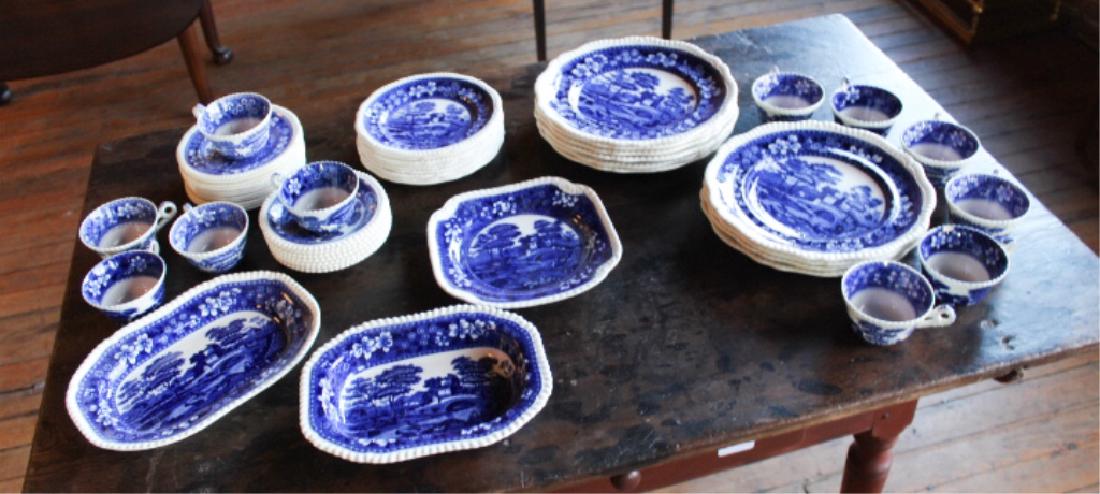 Set Antique Copeland Creamware Blue & White China (1 of 4)