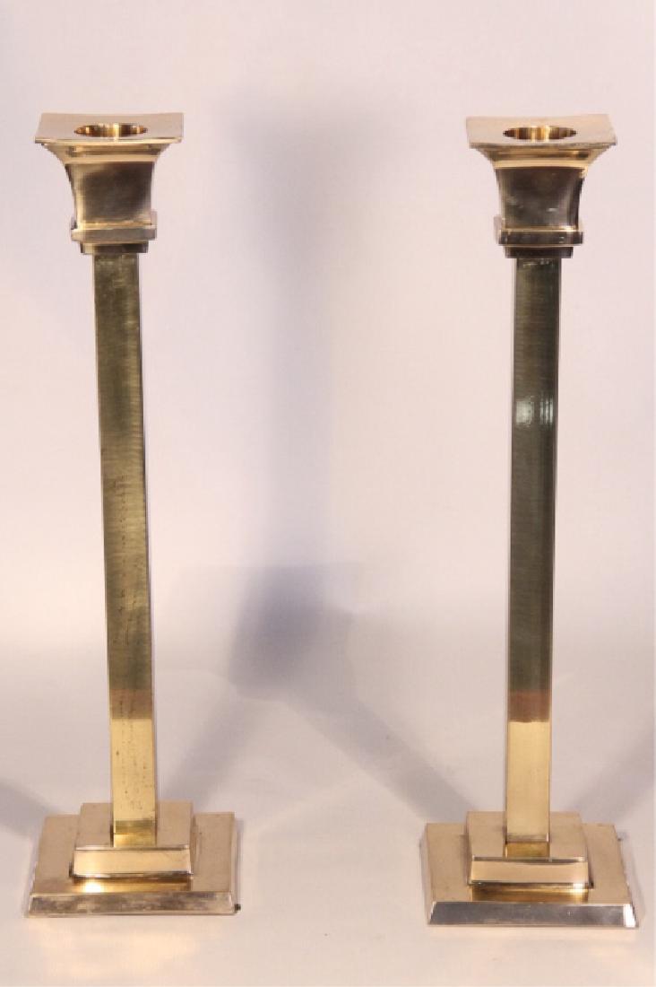 Striking Pair Mid Century Modern Brass Candlestick (1 of 1)