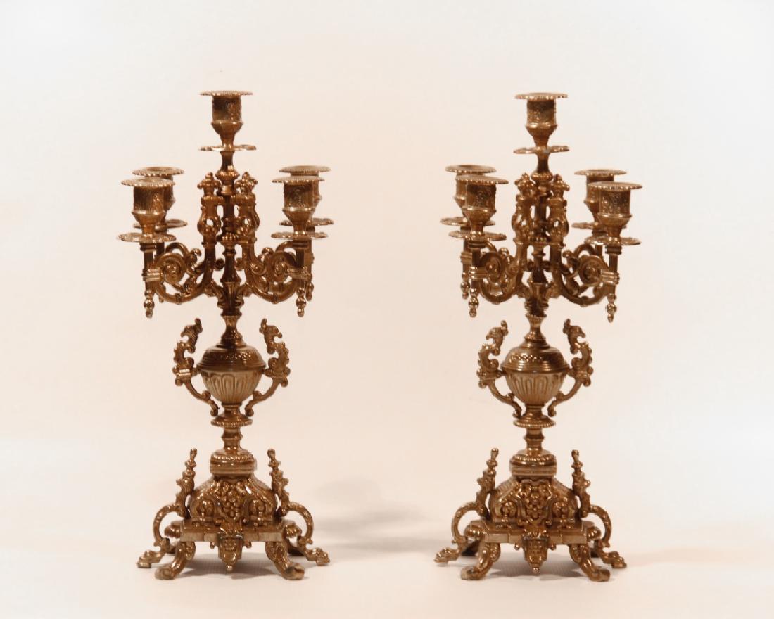 Pair Gilt Brass Five Light Candelabra (1 of 1)