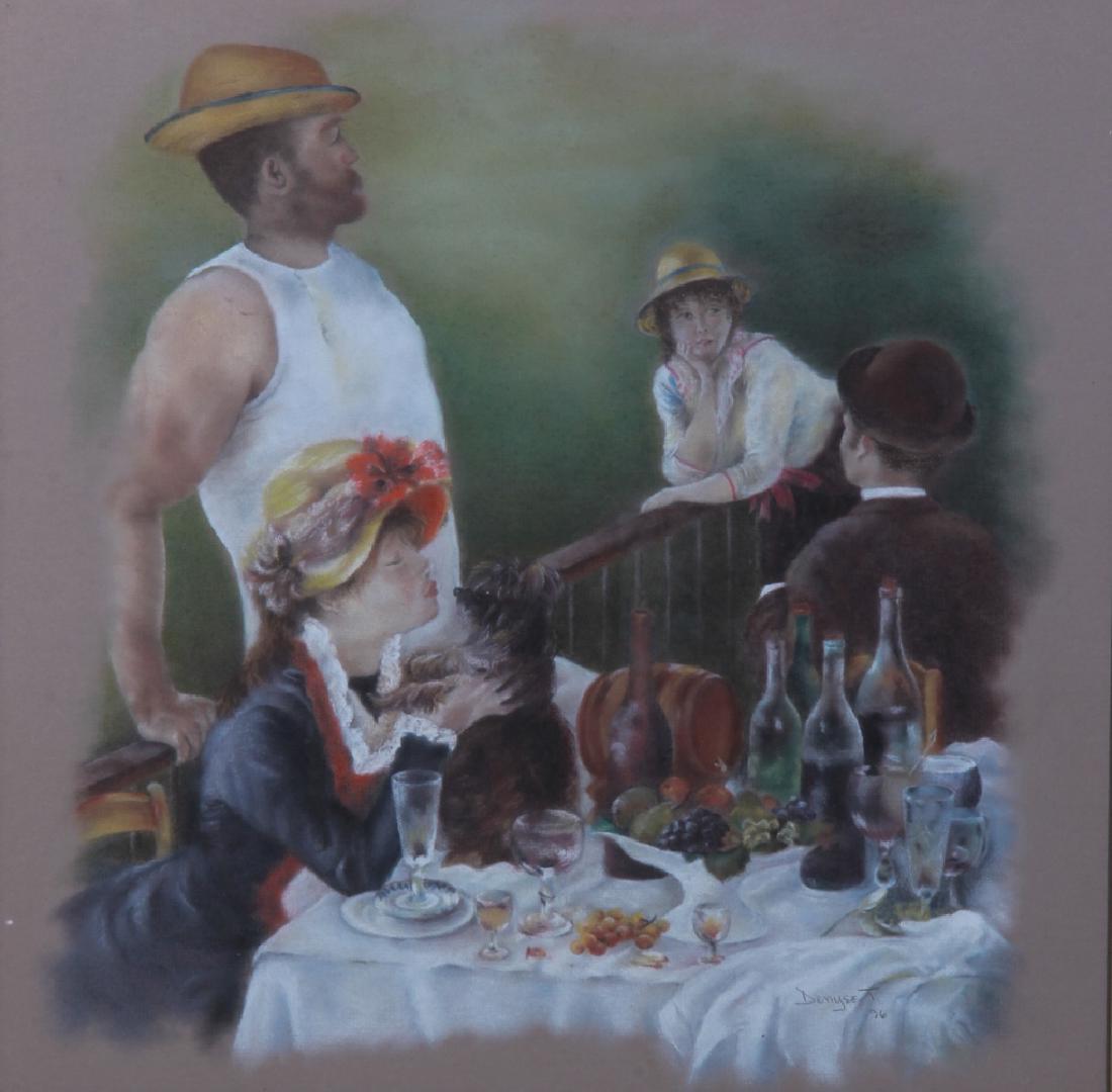 Continental or American School: Dated 96 or 1896. The piece is well-executed in chalk or pastel, signed lower right ÒDenyse TÓ. Good condition. Sight size: H21 3/4" W21 3/4"