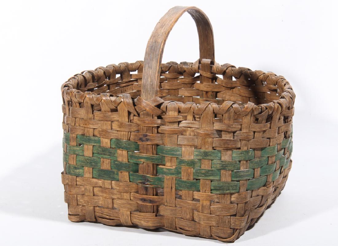 Fine Antique Paint Decorated Split Wood Basket (1 of 1)