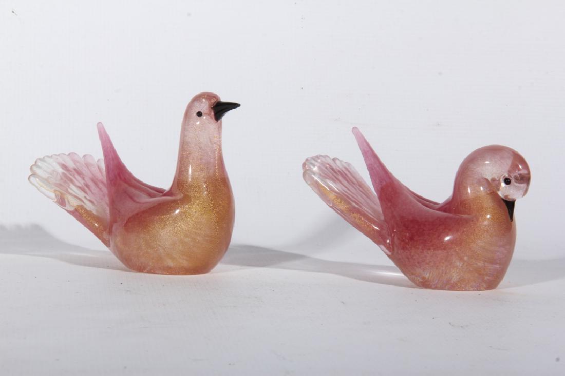 Pair Vintage Bohemian Blown Art Glass Dove Figures (1 of 1)