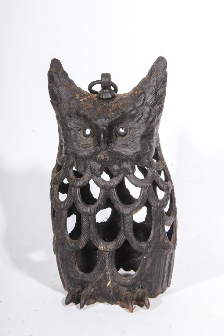 Handsome Cast Iron Owl Lantern or Candle Cover (1 of 1)