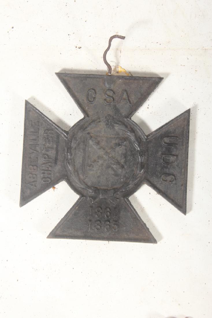 American Cast Iron UDC Confederate Hanging Plaque: Last half of the 19th century. UDC Plaque for the Abbeville, South Carolina chapter. H14 1/4"