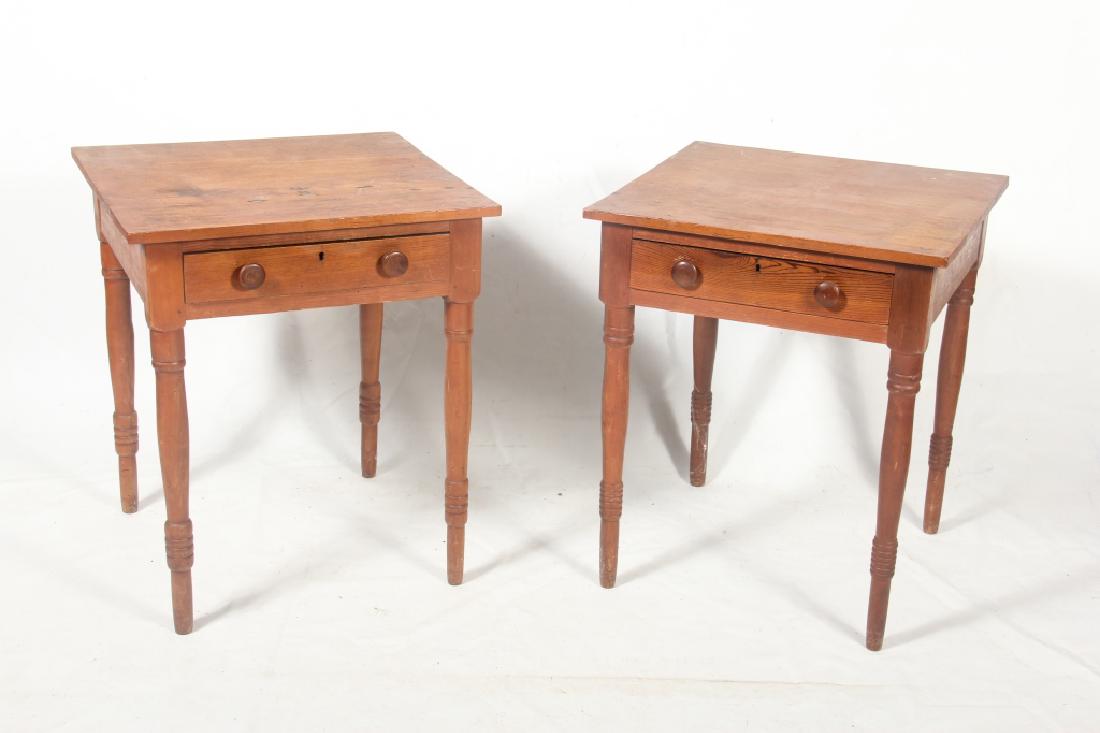 Near Pair Yellow Pine One Drawer Side Tables (1 of 4)