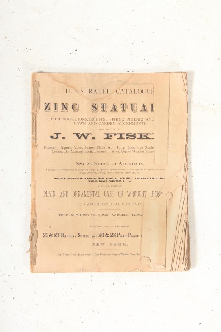 Original J.W. Fiske Catalogue of Statues: 19th century. The booklet having all of its pages other than the cover. Interior is illustrated with a variety of images of Zinc figures produced by the firm. H13 5/8" W10 3/4"