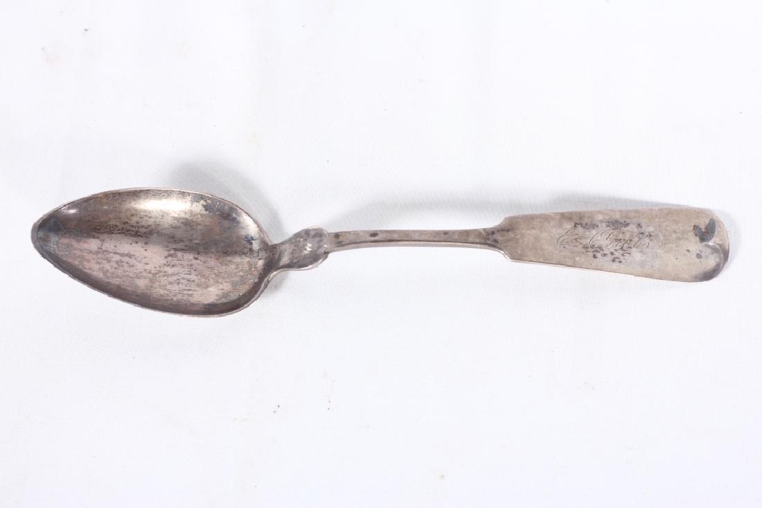 Uncommon Winnsboro SC Coin Silver Spoon: By W.W. Ward (working 1841-1854). Fiddle handle spoon having the name â€œE.A. Gibbsâ€ chased into the handle. The Gibbs family is a noted South Carolina family from this period who have ties to