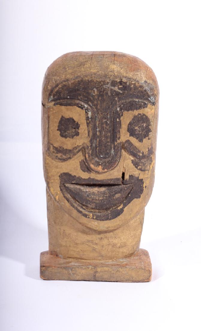 Antique American Painted and Carved Folk Art Head (1 of 2)
