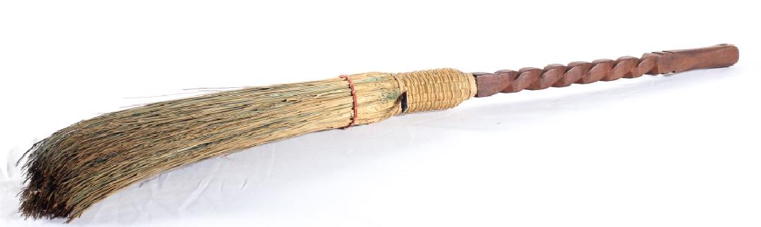 Antique Berea College Handmade Carved Straw Broom (1 of 3)