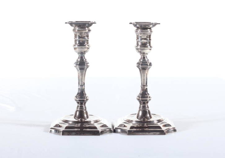 Fine Pair Cartier Sterling Silver Candlesticks