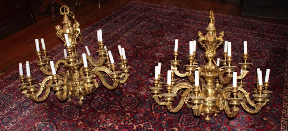 Pair French Gilt Metal 18 Light Chandeliers (1 of 6)