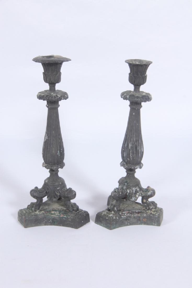 Pair Classical Bronze Candlesticks of SC Interest (1 of 4)