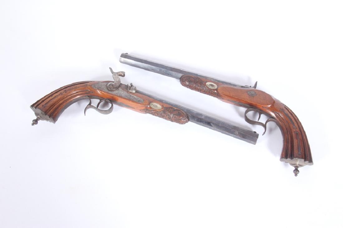 Pair Early 19th Cent French Acier Dueling Pistols (1 of 7)