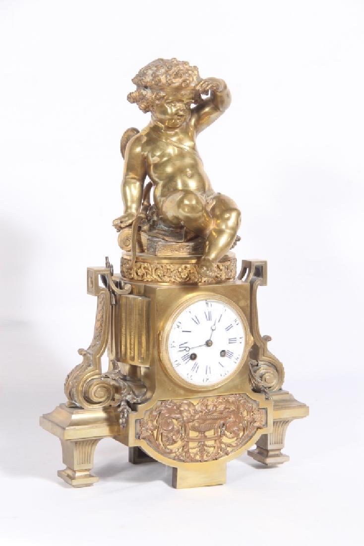 Quality French Figural Gilt Bronze Mantel Clock (1 of 5)