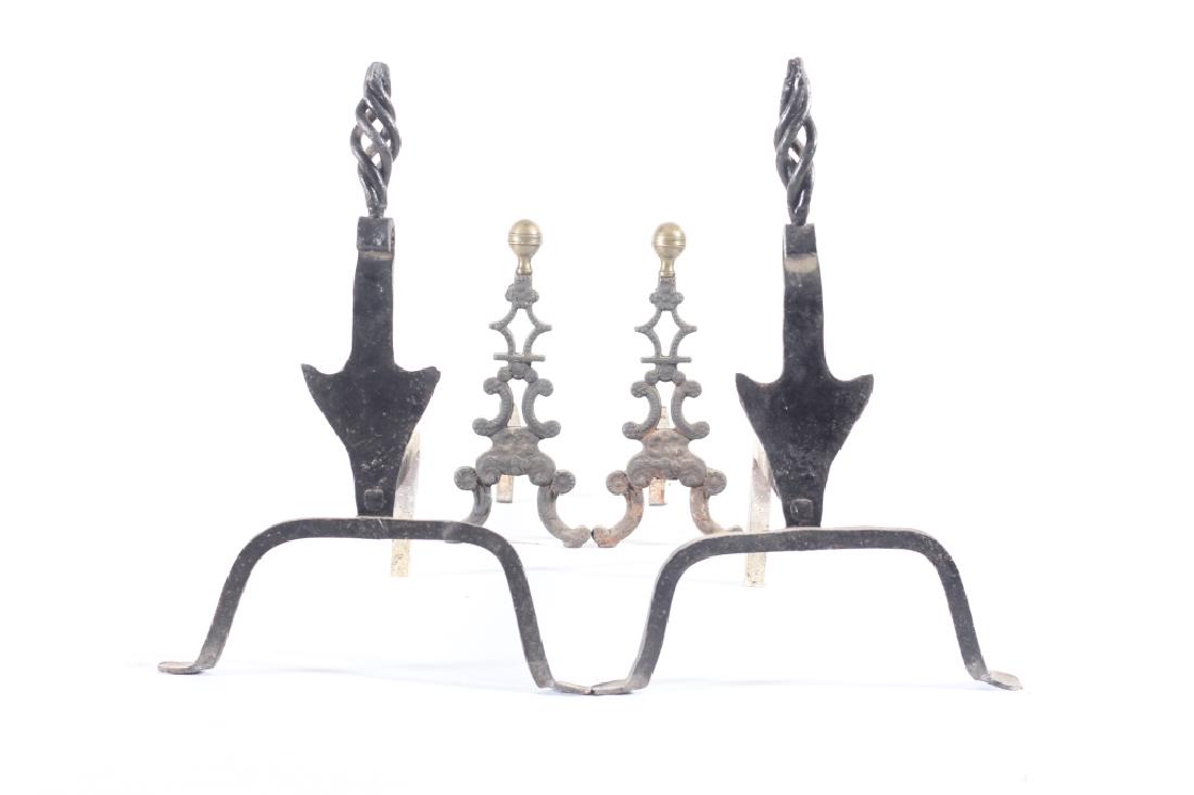 Two Pair Antique Iron Andirons (1 of 3)