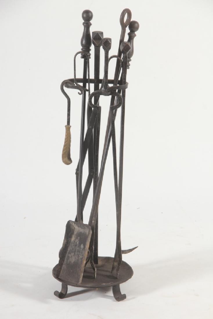 Antique Iron Fire Tool Set with Stand (1 of 1)