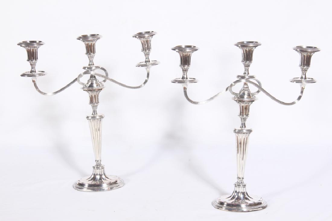 Pair Likely Sheffield Plate Three Light Candelabra (1 of 2)