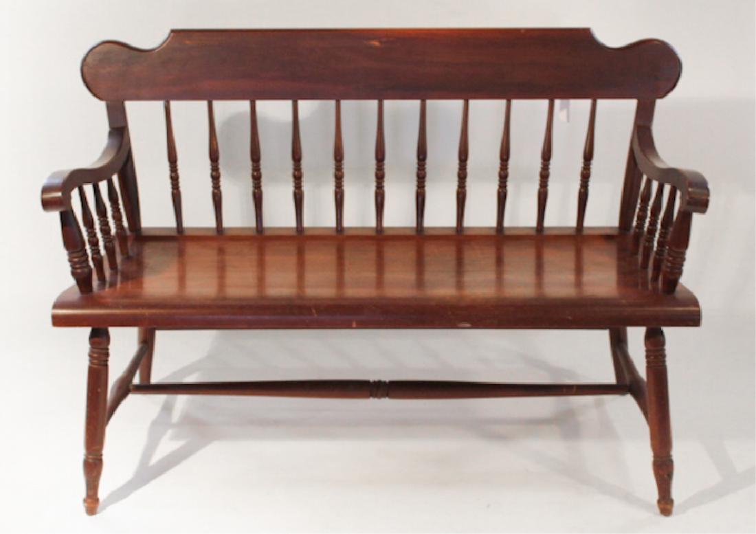 Antique Bench Made Walnut Windsor Style Bench