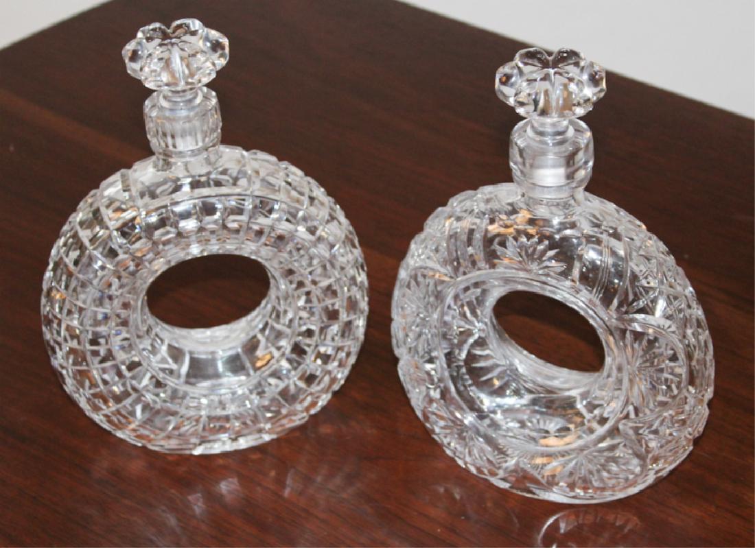 Two Antique Cut Glass Ring Flasks or Bottles (1 of 1)